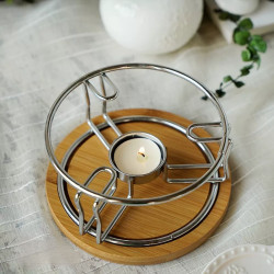 Metal Teapot Warmer with Wooden Base